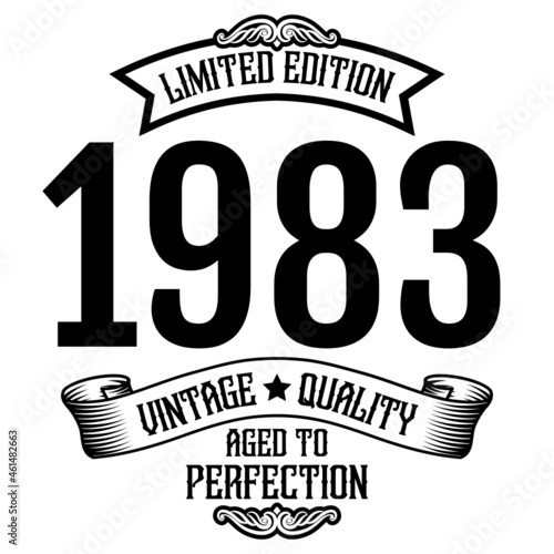 vintage 1983 Aged to perfection, 1983 birthday typography design for T-shirt