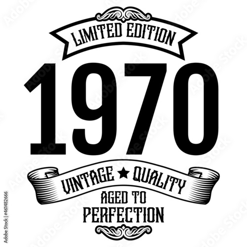 vintage 1970 Aged to perfection, 1970 birthday typography design for T-shirt