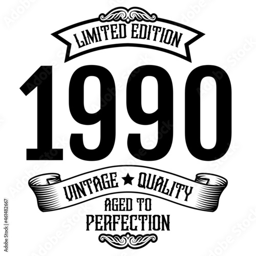 vintage 1990 Aged to perfection, 1990 birthday typography design for T-shirt