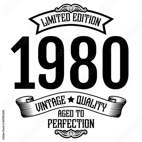 vintage 1980 Aged to perfection, 1980 birthday typography design for T-shirt
