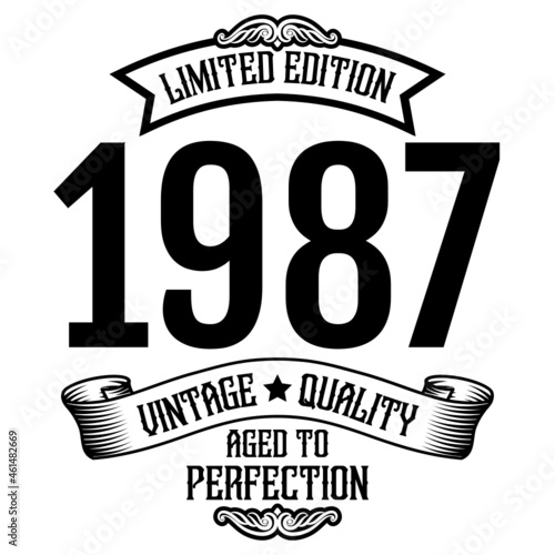 vintage 1987 Aged to perfection, 1987 birthday typography design for T-shirt