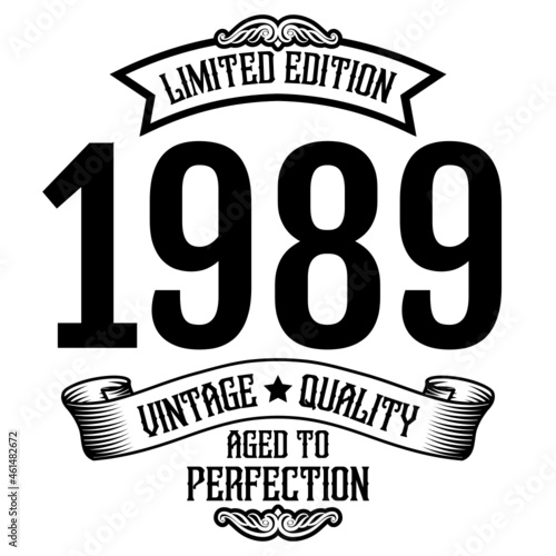vintage 1989 Aged to perfection, 1989 birthday typography design for T-shirt