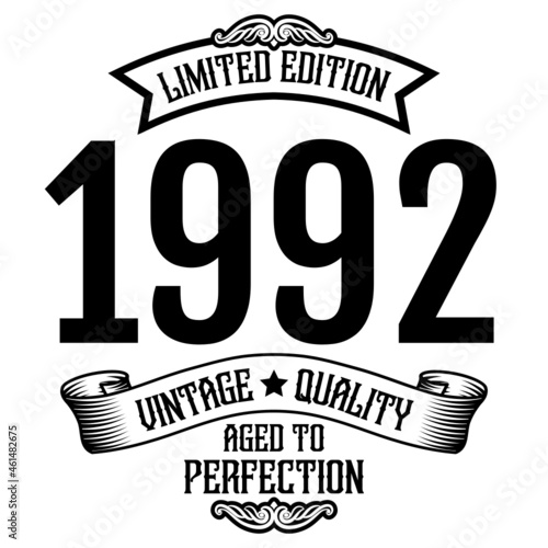 vintage 1992 Aged to perfection, 1992 birthday typography design for T-shirt