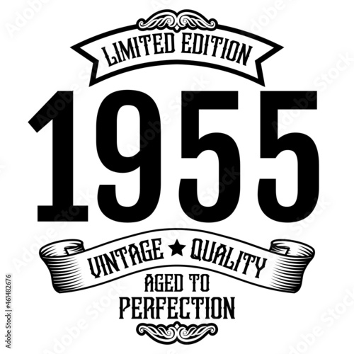 vintage 1955 Aged to perfection, 1955 birthday typography design for T-shirt