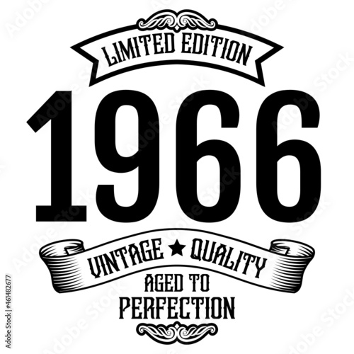 vintage 1966 Aged to perfection, 1966 birthday typography design for T-shirt