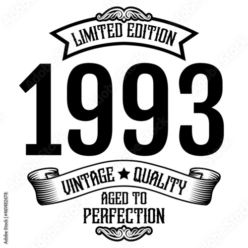 vintage 1993 Aged to perfection, 1993 birthday typography design for T-shirt