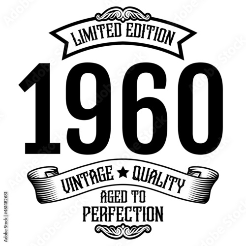 vintage 1960 Aged to perfection, 1960 birthday typography design for T-shirt