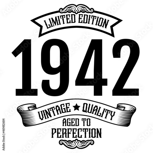 vintage 1942 Aged to perfection, 1942 birthday typography design for T-shirt