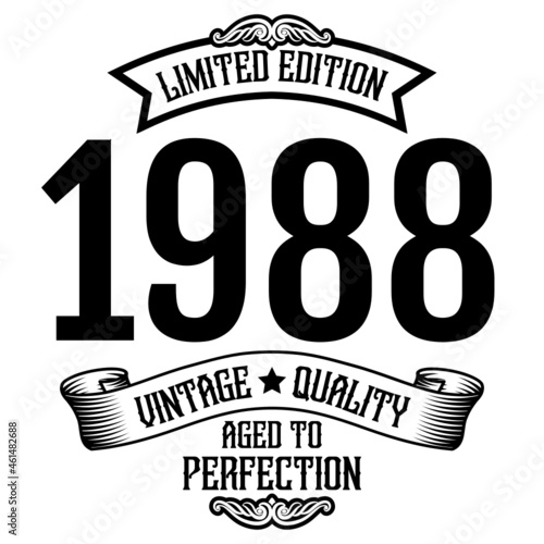 vintage 1988 Aged to perfection, 1988 birthday typography design for T-shirt