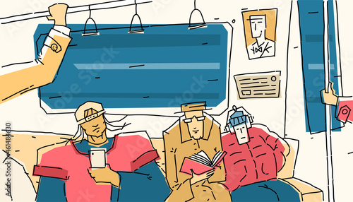 Vector Illustration Passengers Subway Train
