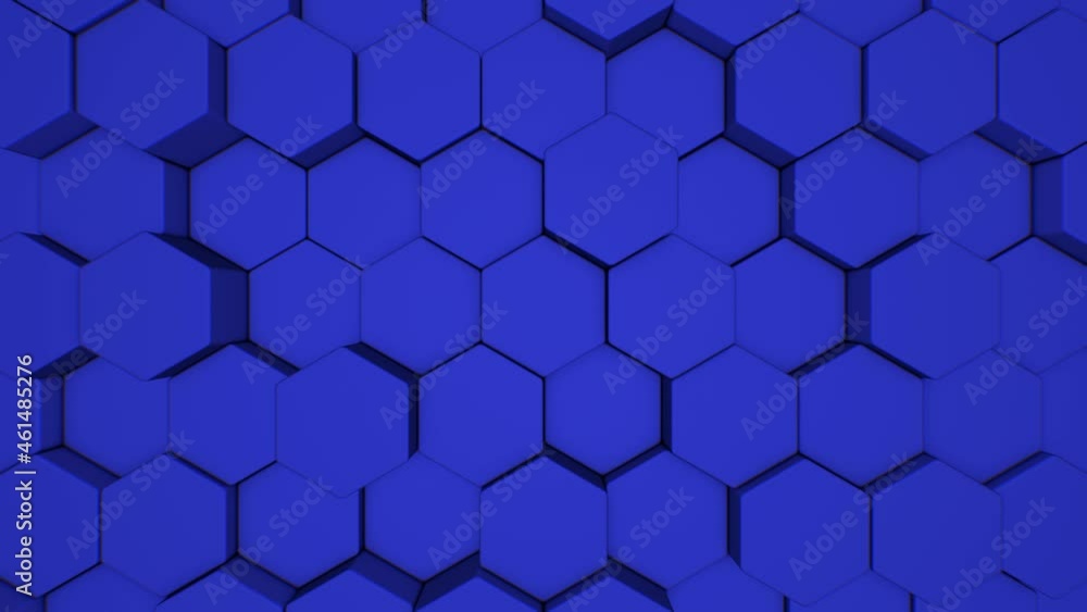 Abstract Blue Geometric Hexagon Shape Honeycomb Pattern Surface Tiles - 4K Seamless VJ Loop Motion Background Animation