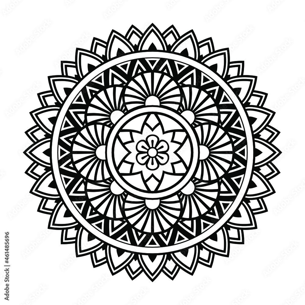 Isolated mandala in vector. Round line pattern. Vintage monochrome decorative element for cards and coloring books