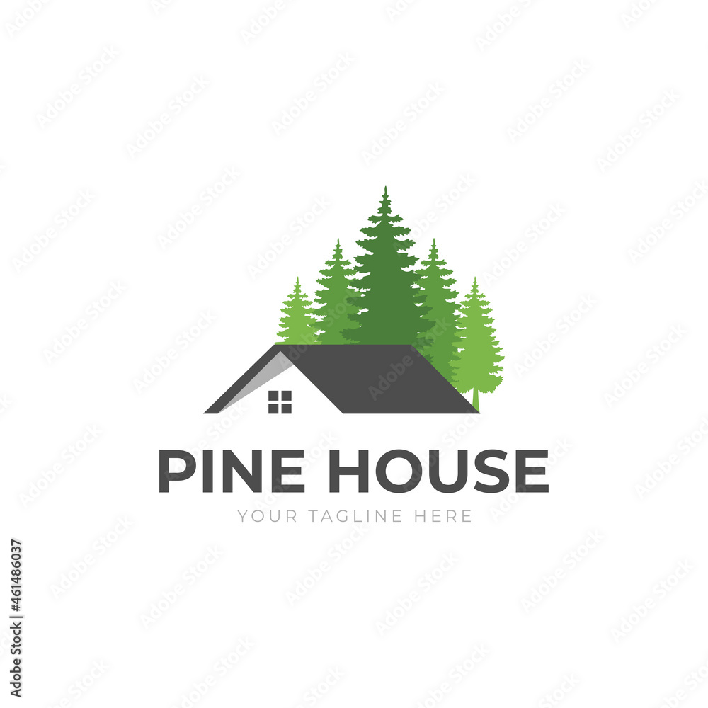 House forest logo design vector