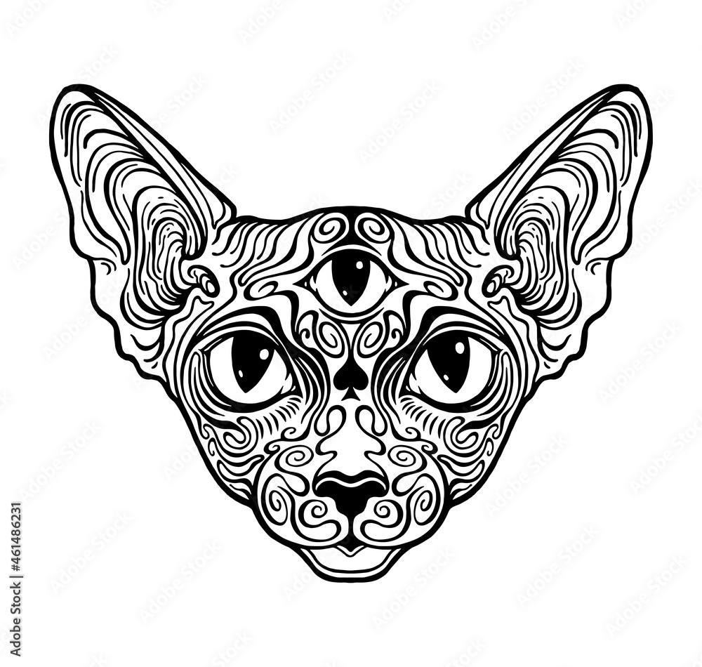 Obraz premium Cat Sphinx patterned. third eye