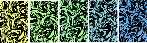 Set of abstract backgrounds liquid marble  fluid art in different colors