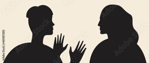 Teenager problems, people stress, silhouette vector stock illustration with relationship problems, couple stress