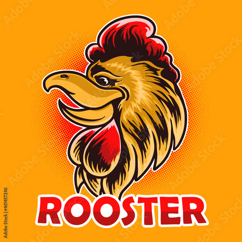 Premium rooster head vector illustration character tshirt design