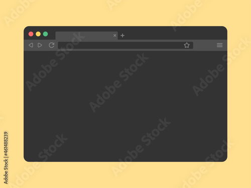 Modern dark mode browser window design isolated on white background. photo