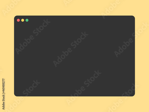 Modern dark mode browser window design isolated on white background. Web window screen mockup for Laptop