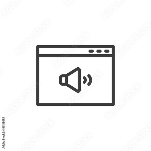Web browser page with volume icon
