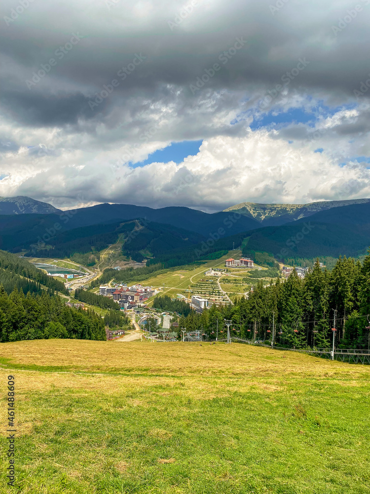 landscape with mountains and blue sky, bukovel 
