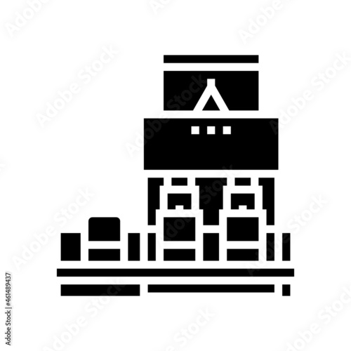 wheat flour package conveyor glyph icon vector. wheat flour package conveyor sign. isolated contour symbol black illustration