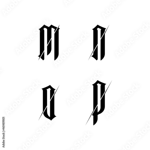 alphabet letters M N O P