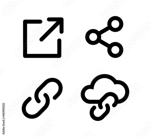 Link, share link, external link, icon set. URL icons. Links button. Web icons vector set. Vector illustration