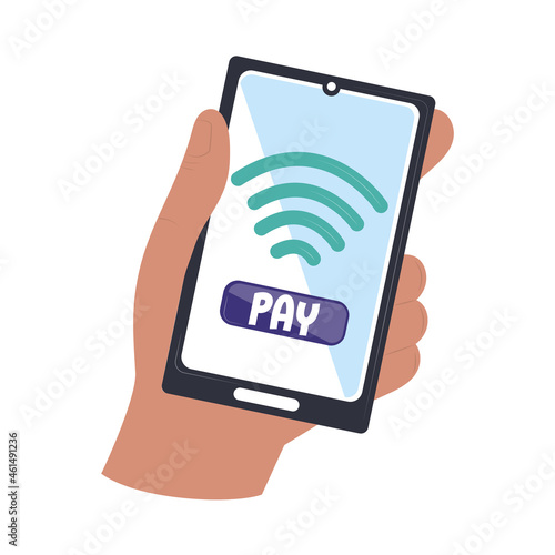 hand with mobile contactless payment