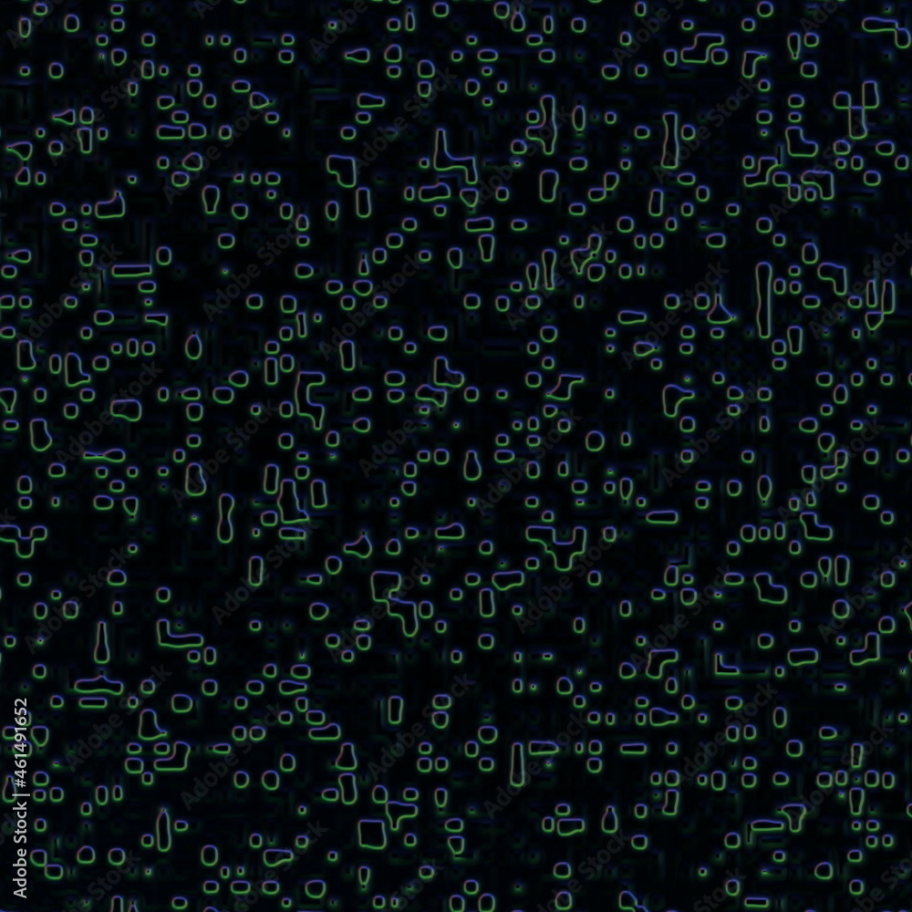 Green and purple glowing random curvy shapes on the black background digital illustration Green and purple glowing random curvy shapes on the black background digital illustration