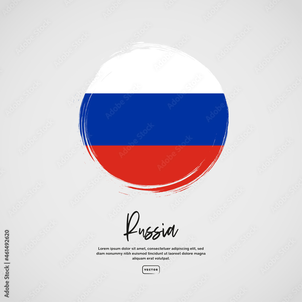 Flag of Russia with brush stroke effect and text Flag of Russia with brush stroke effect and text