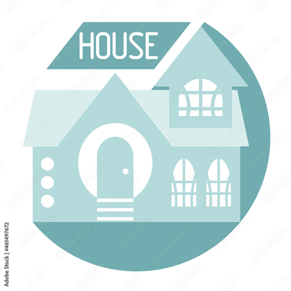 house logo building icon circle home minimalism blue text house logo building icon circle home minimalism blue text