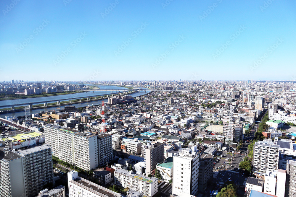 船堀タワーホール展望台から眺めた街並み景観