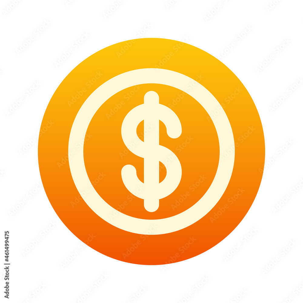 Illustration vector graphic icon of Dollar Coin Icon. Gradient Style Icon. Vector illustration isolated on white background. Perfect for website or application design. Illustration vector graphic icon of Dollar Coin Icon. Gradient Style Icon. Vector illustration isolated on white background. Perfect for website or application design.