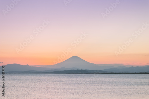 Fuji Mountain Reflection at Sunset  Enoshima Japan
