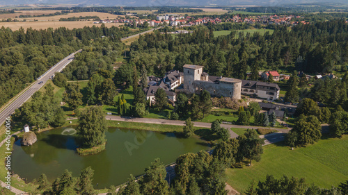 Aerial view of the manor house in Liptovsky Hradok in Slovakia