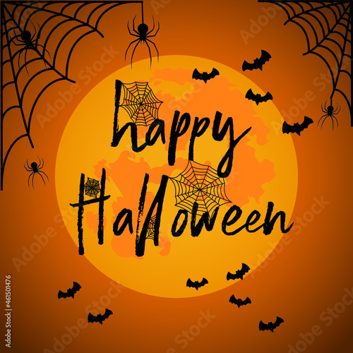 Flat design flying bat. Hallowen party poster design. Vector illistration.