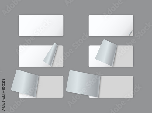 Blank white label paper stickers with curled corner