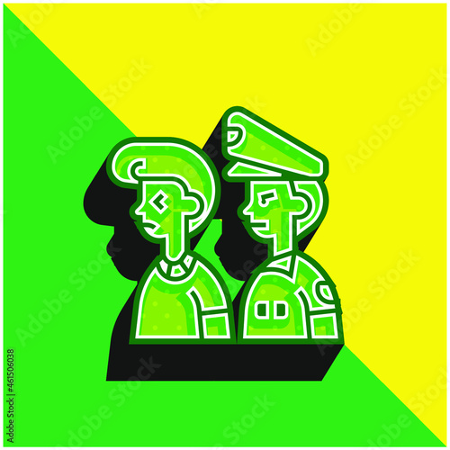 Arrested Green and yellow modern 3d vector icon logo