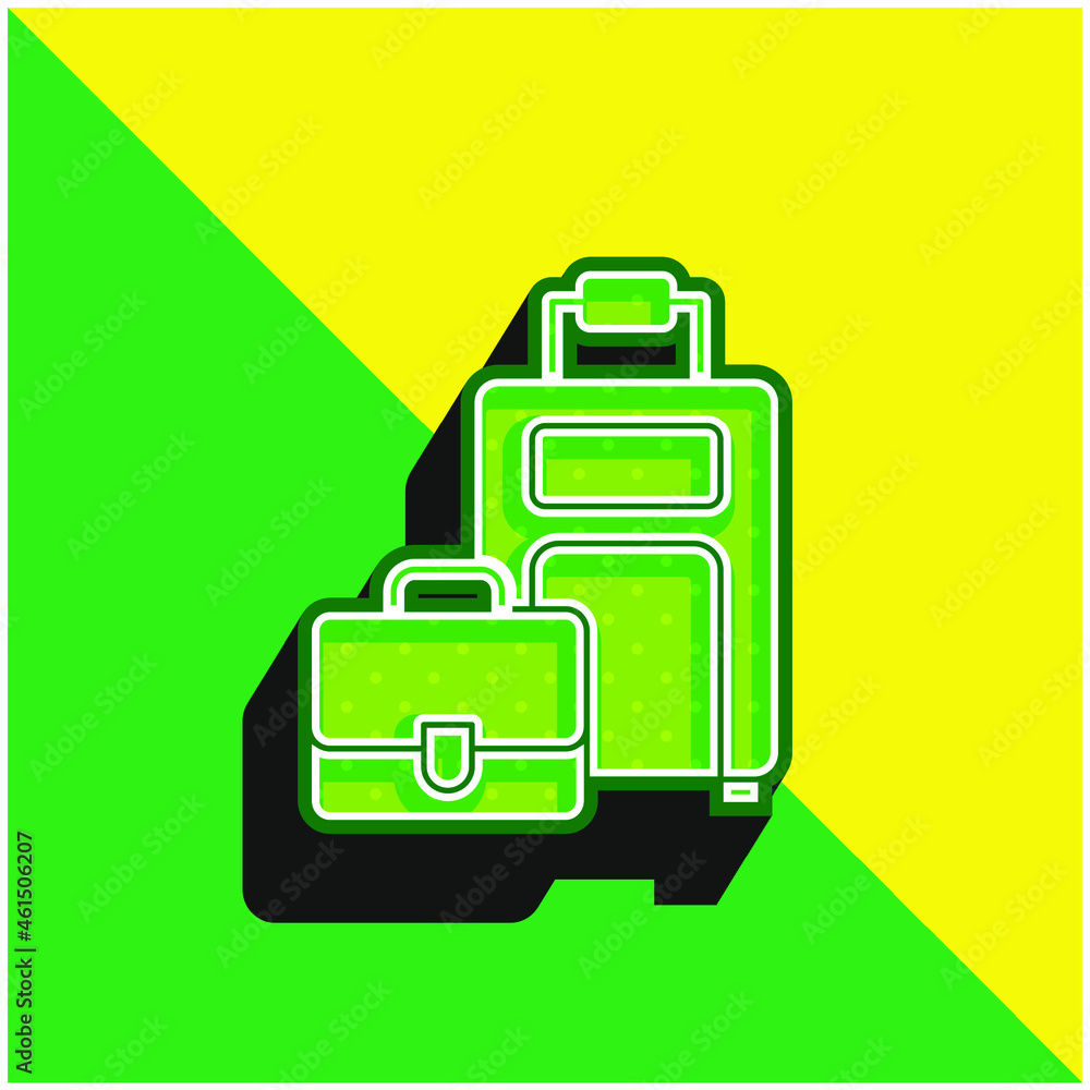 Baggage Green and yellow modern 3d vector icon logo Baggage Green and yellow modern 3d vector icon logo