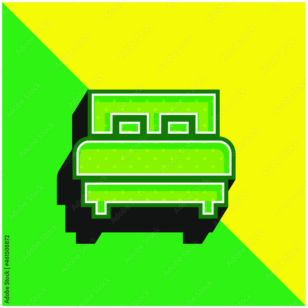 Bed Green and yellow modern 3d vector icon logo Bed Green and yellow modern 3d vector icon logo