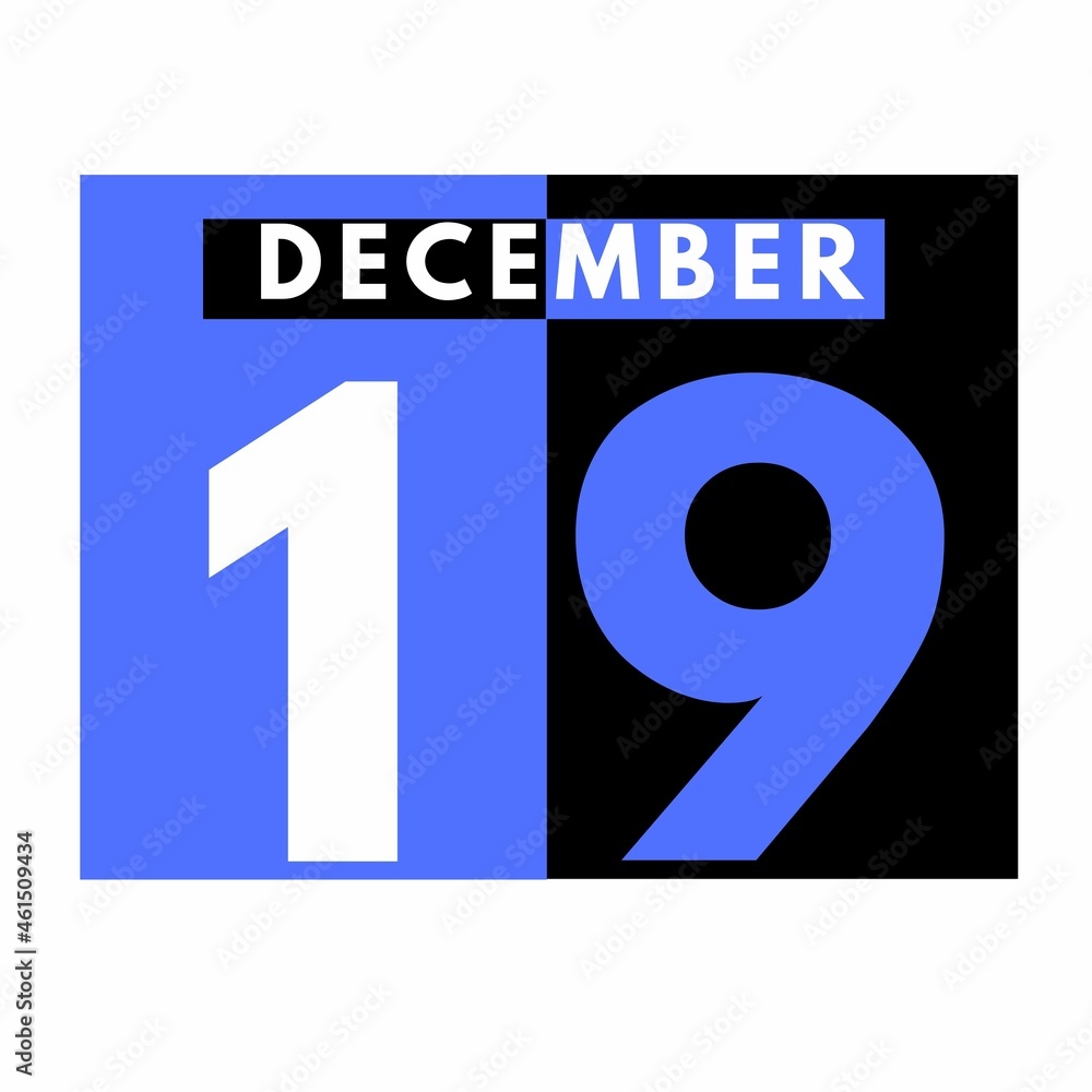 December 19 . Modern daily calendar icon .date ,day, month .calendar for the month of December December 19 . Modern daily calendar icon .date ,day, month .calendar for the month of December