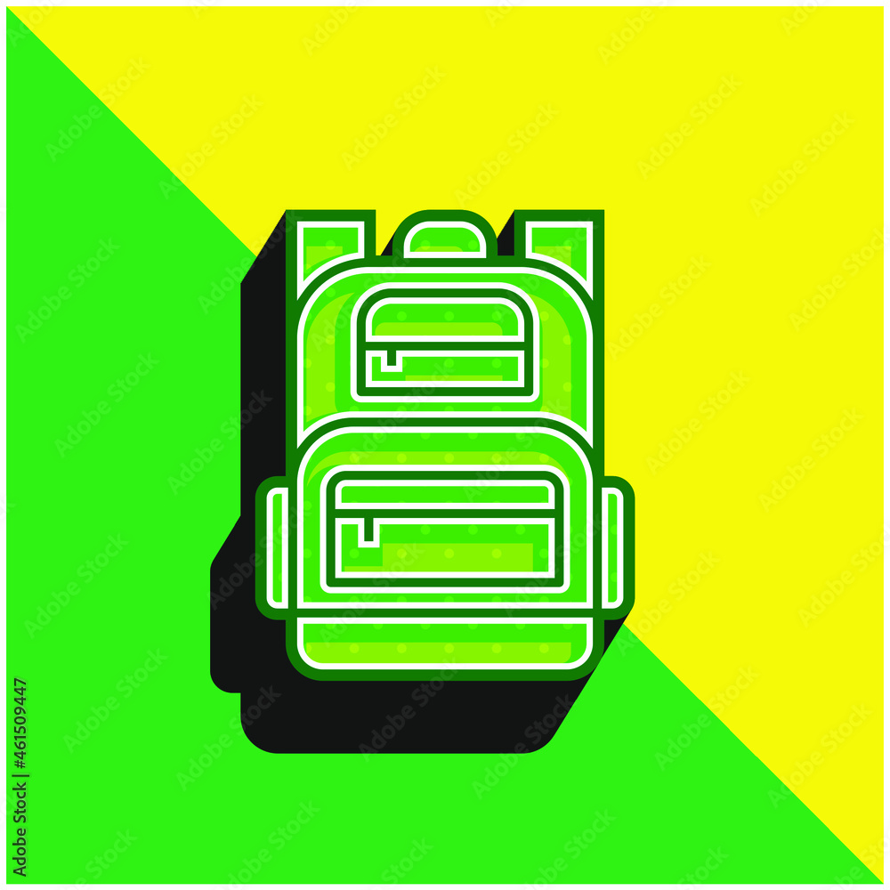 Backpack Green and yellow modern 3d vector icon logo Backpack Green and yellow modern 3d vector icon logo