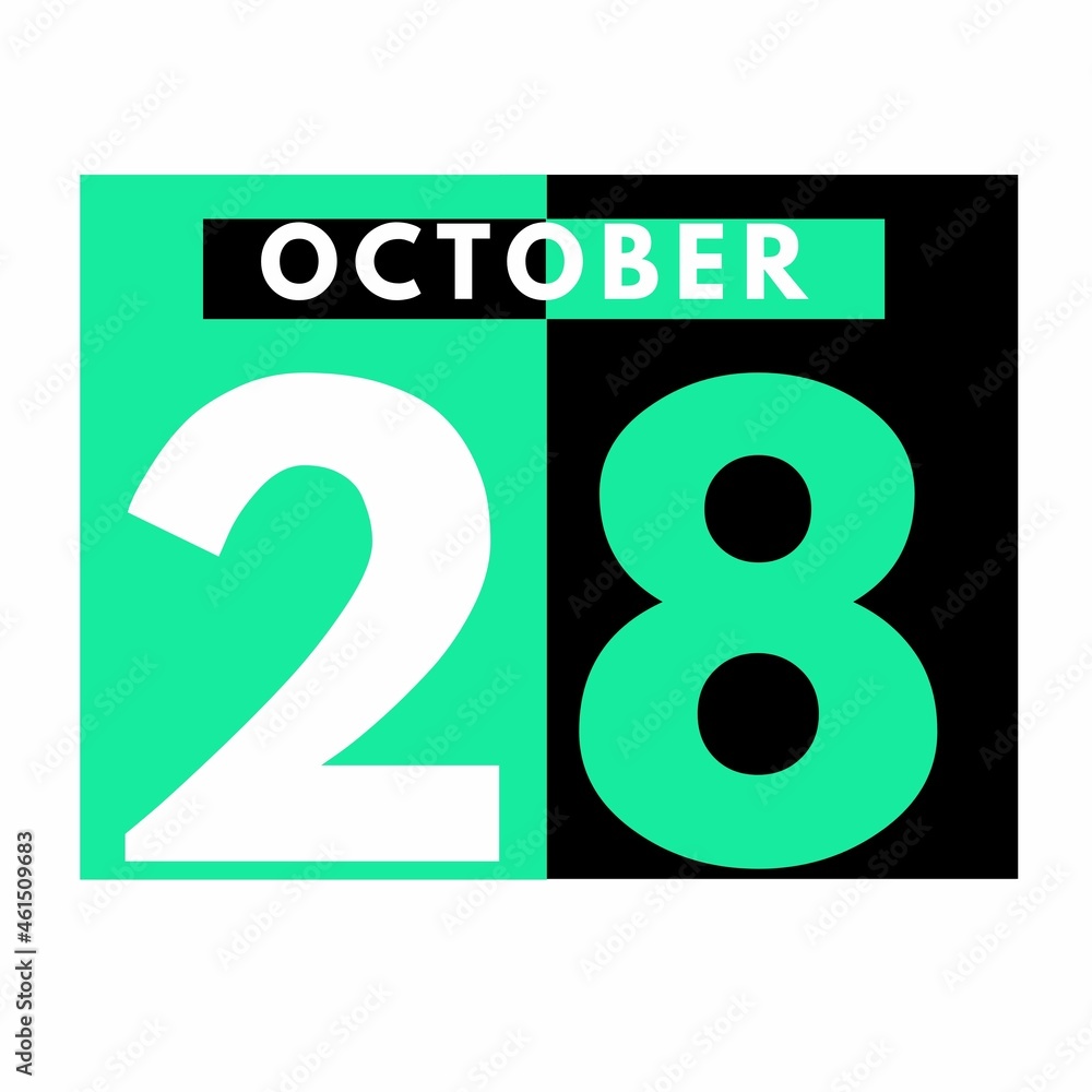 October 28 . Modern daily calendar icon .date ,day, month .calendar for the month of October