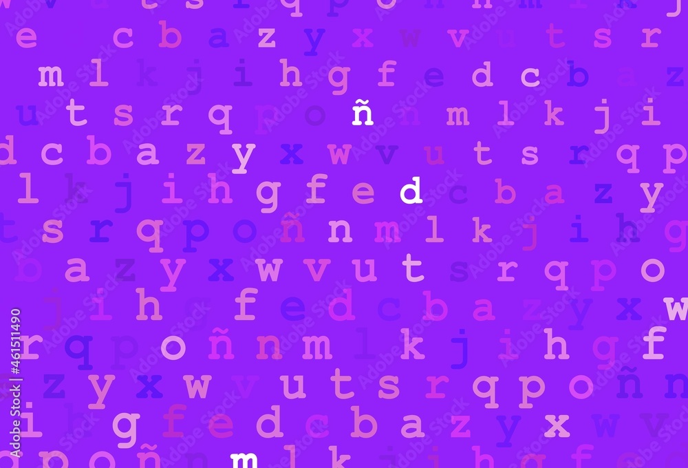 Light pink, blue vector layout with latin alphabet. Light pink, blue vector layout with latin alphabet.
