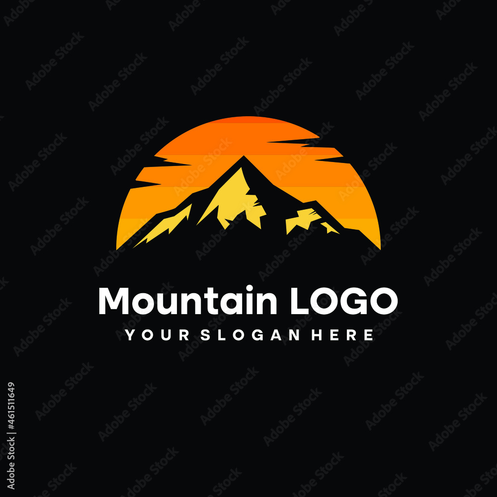 Vintage Summer Outdoor Recreation Icon, Mountain Logo