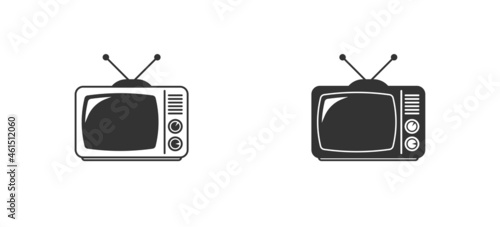 Old retro TV icon. Vector illustration in flat