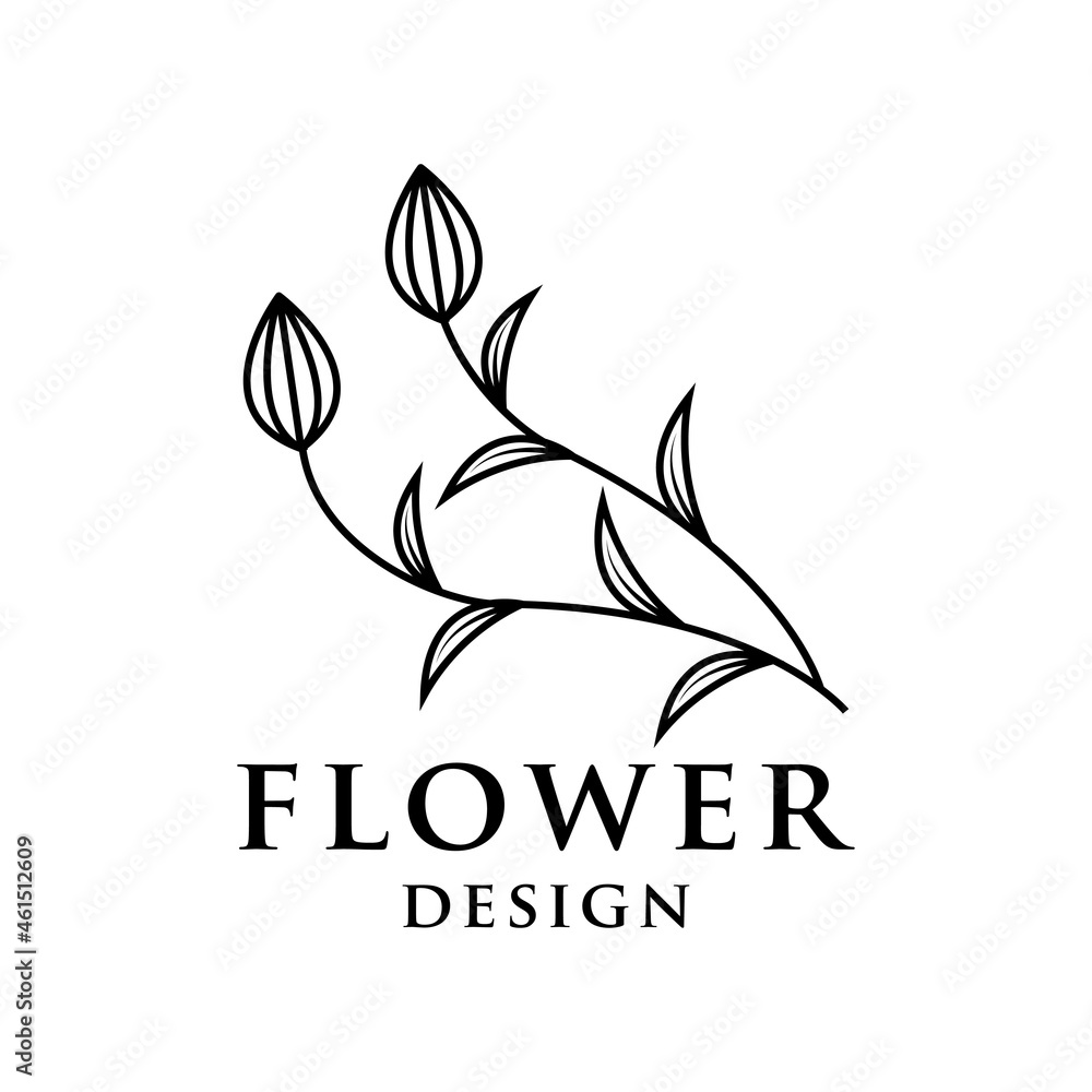 Obraz premium flower line art logo vector template.