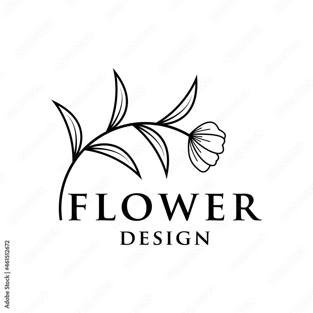 Fototapeta premium flower line art logo vector template.