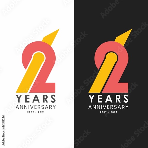 Simple 12 year anniversary logo founded, birthday, party,